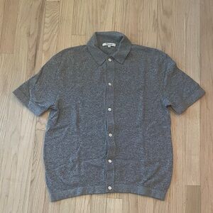 Madewell Men’s Heather Gray Short-Sleeve Button-Up Polo Cardigan - Size XS